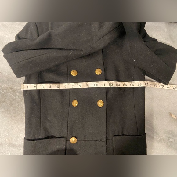 J. Crew Black Double Breasted Wool Blend Gold Button Pea Coat Lined Size 4 - Picture 7 of 12